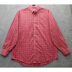 Brooks Brothers Shirt Men Large Multi Checkered Non-Iron Regular Fit Button Down